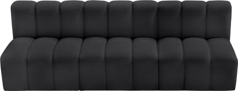Briar Black 89.5 Vegan Leather Upholstered Modular Sectional, 3-Piece