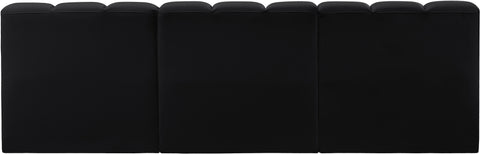 Briar Black 89.5 Vegan Leather Upholstered Modular Sectional, 3-Piece