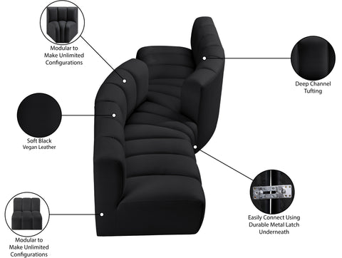 Yara 108" Vegan Leather Upholstered Sectional, 4-Piece
