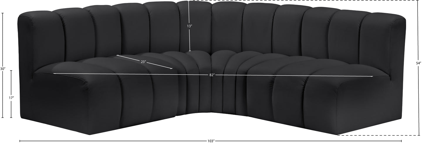 zara black faux leather modular sofa s4b