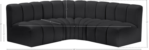 Briar Black 103 Vegan Leather Upholstered Modular Sectional, 4-Piece