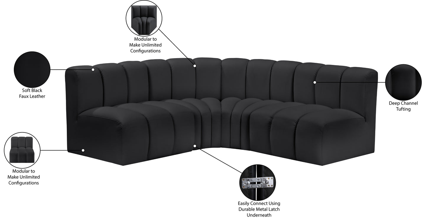 zara black faux leather modular sofa s4b