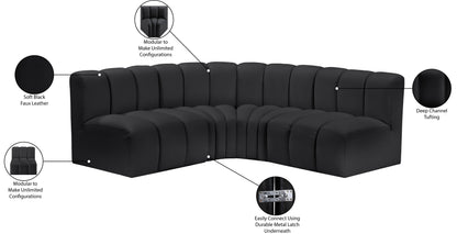 Zara Black Faux Leather Modular Sofa S4B