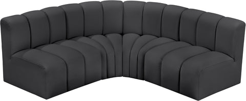 Briar Black 103 Vegan Leather Upholstered Modular Sectional, 4-Piece