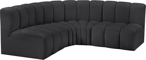 Briar Black 103 Vegan Leather Upholstered Modular Sectional, 4-Piece