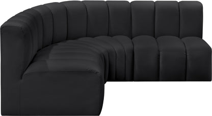 Zara Black Faux Leather Modular Sofa S4B