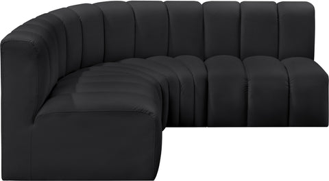 Briar Black 103 Vegan Leather Upholstered Modular Sectional, 4-Piece