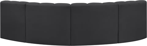 Briar Black 103 Vegan Leather Upholstered Modular Sectional, 4-Piece