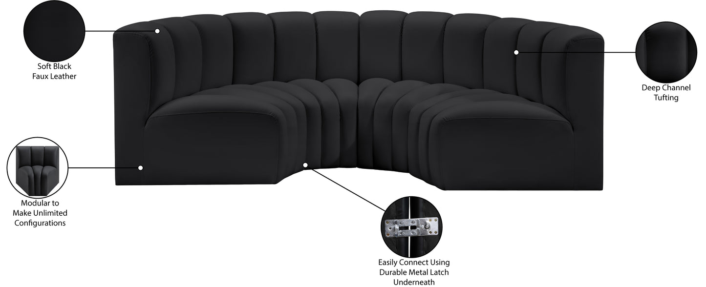 zara black faux leather modular sofa s4c