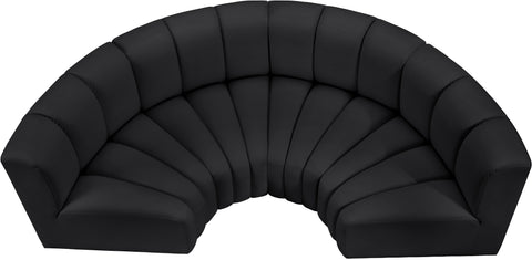 Yara 88" Black Vegan Leather Upholstered Sectional, 4-Piece
