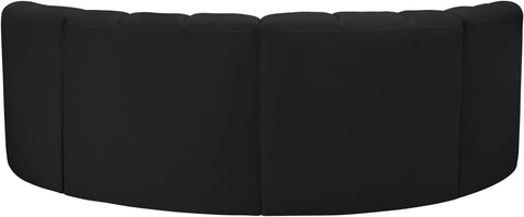 Yara 88" Black Vegan Leather Upholstered Sectional, 4-Piece