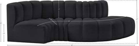 Briar Black 104 Vegan Leather Upholstered Modular Sectional, 4-Piece