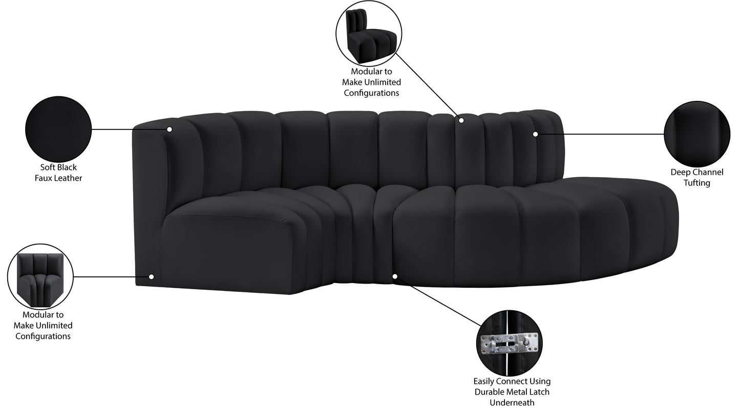 zara black faux leather modular sofa s4d