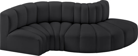 Briar Black 104 Vegan Leather Upholstered Modular Sectional, 4-Piece