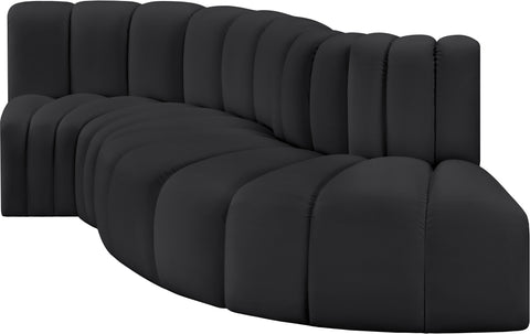 Briar Black 104 Vegan Leather Upholstered Modular Sectional, 4-Piece