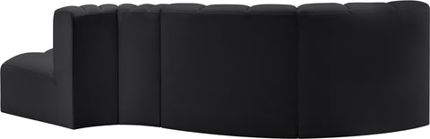 Briar Black 104 Vegan Leather Upholstered Modular Sectional, 4-Piece
