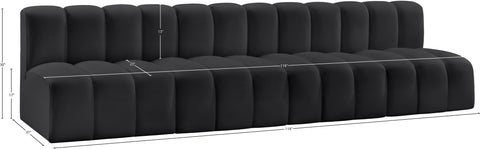 Briar Black 119 Vegan Leather Upholstered Modular Sectional, 4-Piece