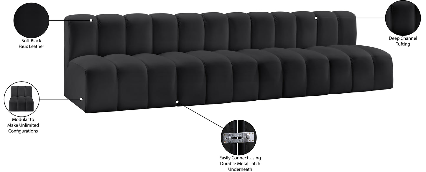 zara black faux leather modular sofa s4e