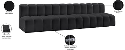 Zara Black Faux Leather Modular Sofa S4E