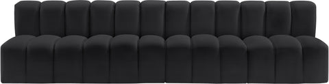 Briar Black 119 Vegan Leather Upholstered Modular Sectional, 4-Piece