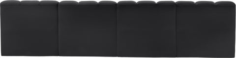 Briar Black 119 Vegan Leather Upholstered Modular Sectional, 4-Piece