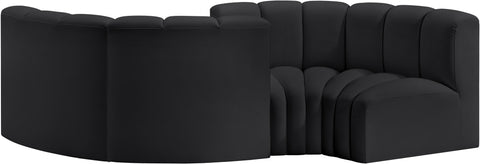 Briar Black 102 Vegan Leather Upholstered Modular Sectional, 4-Piece