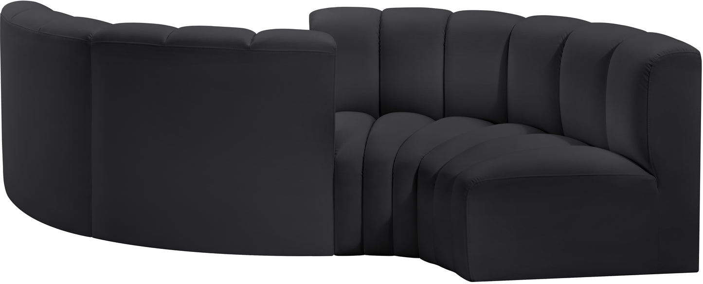 zara black faux leather modular sofa s4f