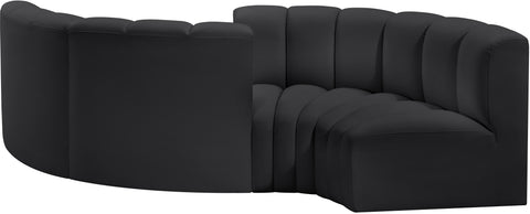 Briar Black 102 Vegan Leather Upholstered Modular Sectional, 4-Piece