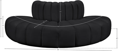 Briar Black 90 Vegan Leather Upholstered Modular Sectional, 4-Piece