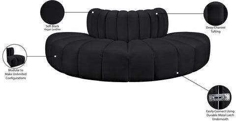 Briar Black 90 Vegan Leather Upholstered Modular Sectional, 4-Piece