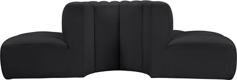 Briar Black 90 Vegan Leather Upholstered Modular Sectional, 4-Piece