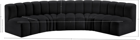Briar Black 133 Vegan Leather Upholstered Modular Sectional, 5-Piece