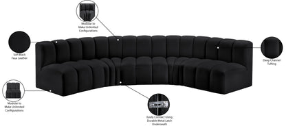 Zara Black Faux Leather Modular Sofa S5A