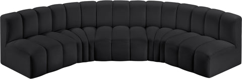 Briar Black 133 Vegan Leather Upholstered Modular Sectional, 5-Piece
