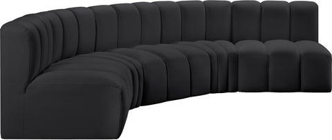 Briar Black 133 Vegan Leather Upholstered Modular Sectional, 5-Piece