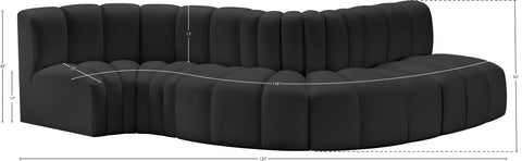 Briar Black 122 Vegan Leather Upholstered Modular Sectional, 5-Piece