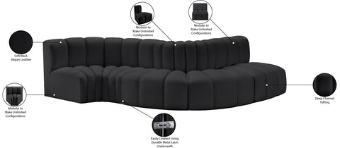 Briar Black 122 Vegan Leather Upholstered Modular Sectional, 5-Piece