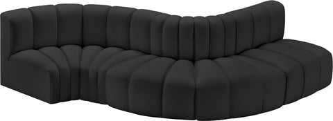 Briar Black 122 Vegan Leather Upholstered Modular Sectional, 5-Piece