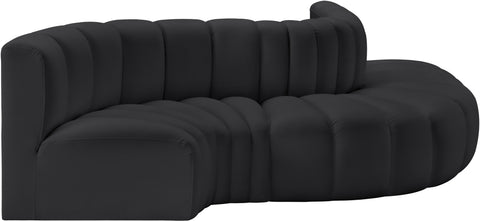 Briar Black 122 Vegan Leather Upholstered Modular Sectional, 5-Piece