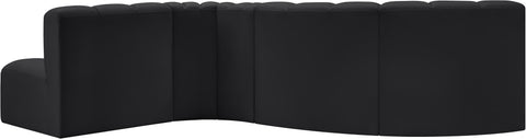 Briar Black 122 Vegan Leather Upholstered Modular Sectional, 5-Piece