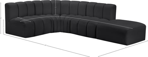Briar Black 127 Vegan Leather Upholstered Modular Sectional, 5-Piece