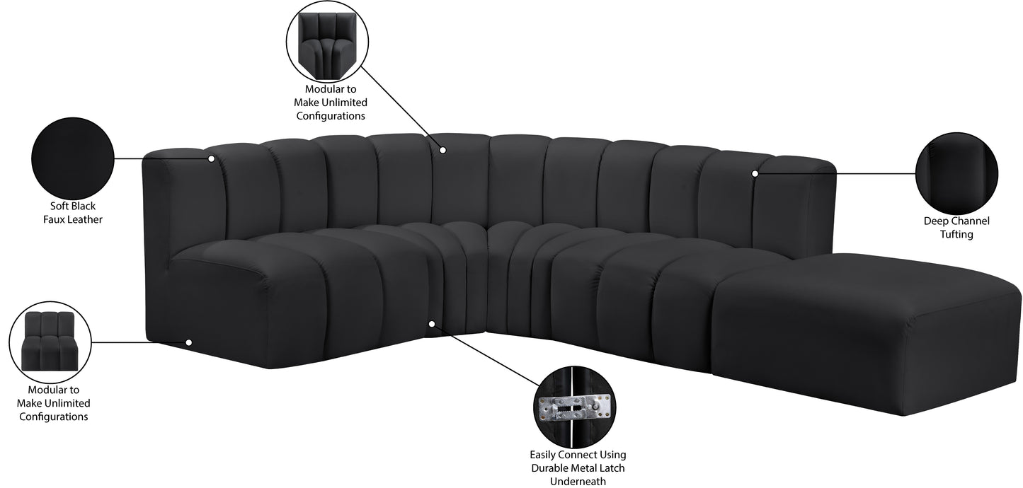 zara black faux leather modular sofa s5c