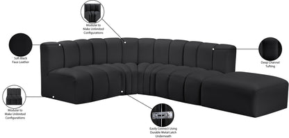 Zara Black Faux Leather Modular Sofa S5C