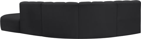 Briar Black 127 Vegan Leather Upholstered Modular Sectional, 5-Piece