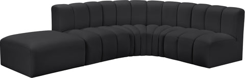 Briar Black 127 Vegan Leather Upholstered Modular Sectional, 5-Piece