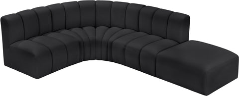 Briar Black 127 Vegan Leather Upholstered Modular Sectional, 5-Piece