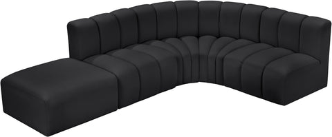 Briar Black 127 Vegan Leather Upholstered Modular Sectional, 5-Piece