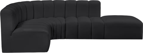 Briar Black 127 Vegan Leather Upholstered Modular Sectional, 5-Piece