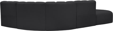Briar Black 127 Vegan Leather Upholstered Modular Sectional, 5-Piece
