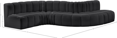 Briar Black 145 Vegan Leather Upholstered Modular Sectional , 6-Piece (Style 1)